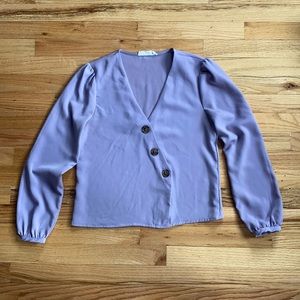 Lilac Asymmetrical Button Front Blouse